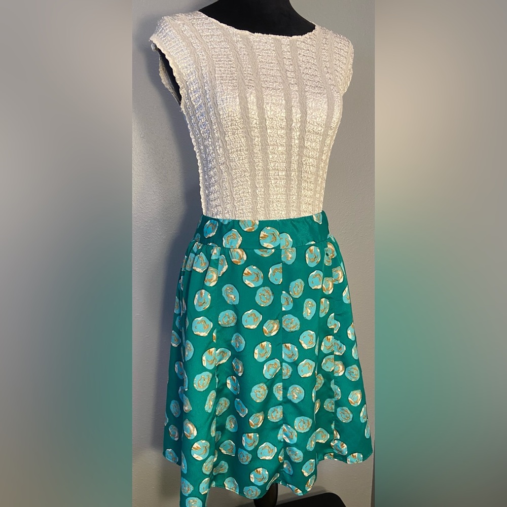 The Limited Teal Floral Print A-Line Skirt